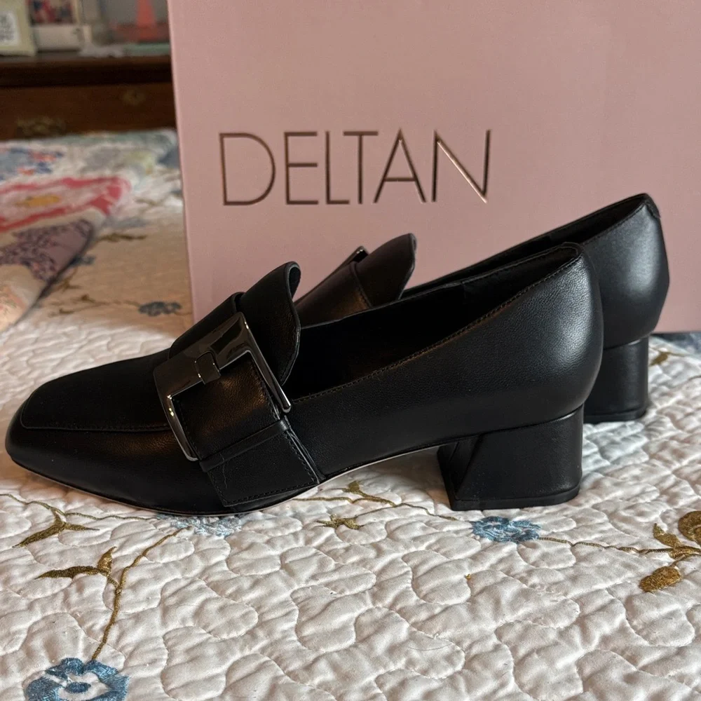 Deltan Classic Black Women's Heeled Loafers Size 8 - Picture 5 of 10
